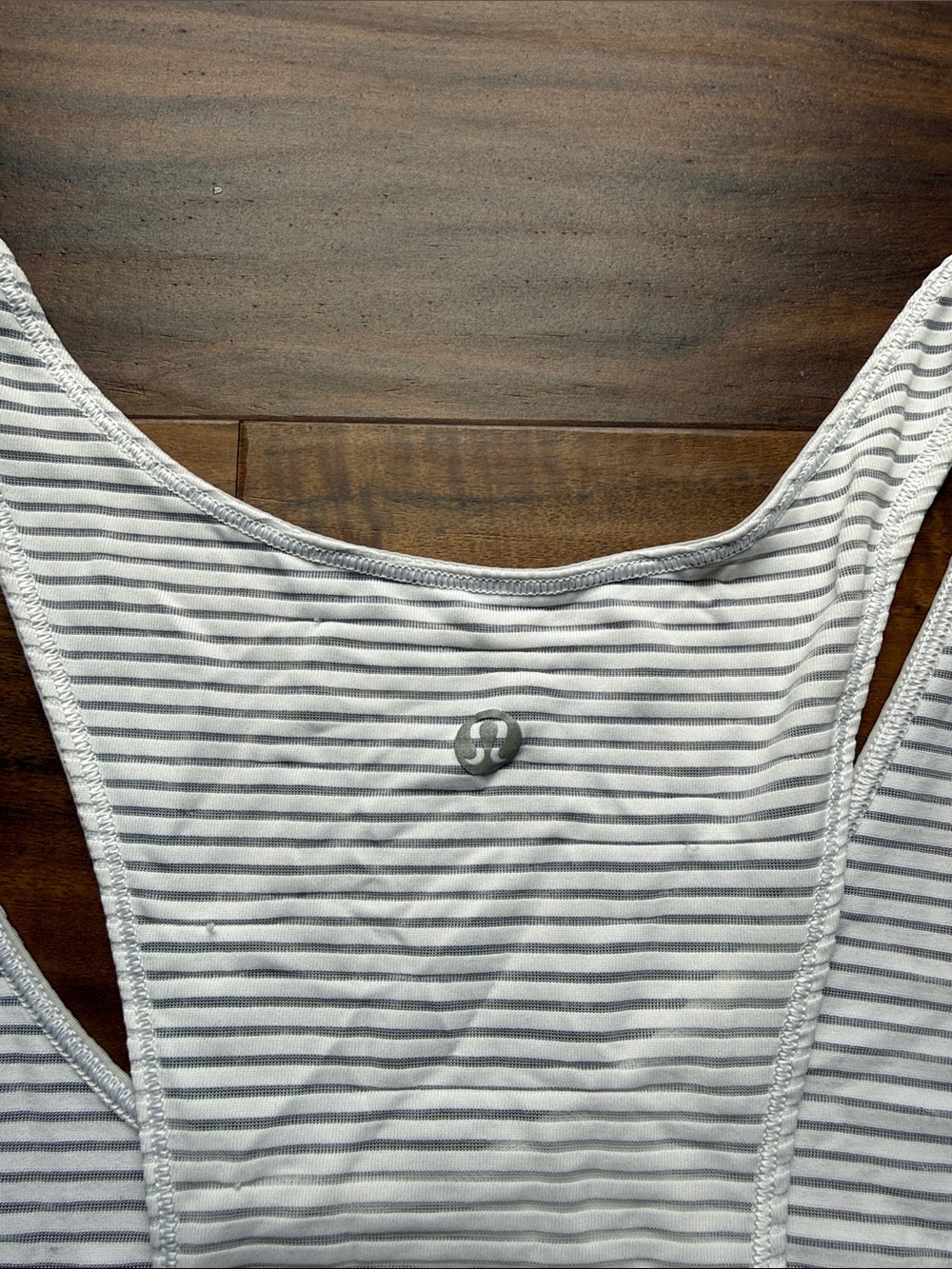 lululemon athletica White and Light Gray Striped Tank Top